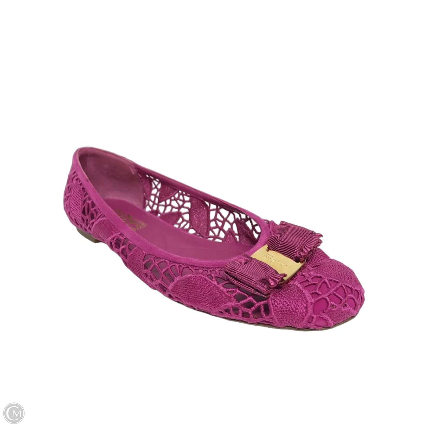 Shoes Luxury Designer By Ferragamo In Pink & Purple, Size: 10