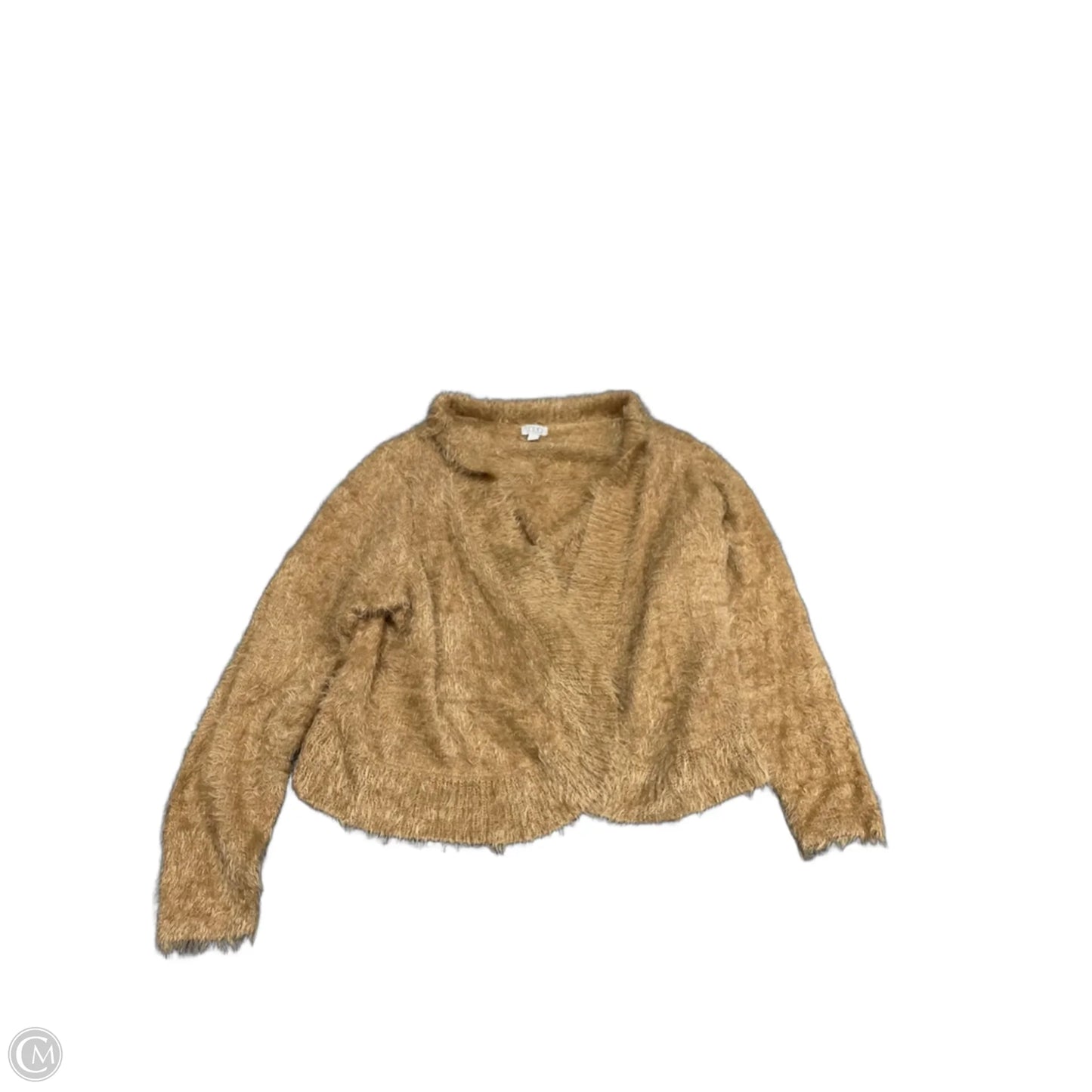 Sweater Cardigan By Logo In Tan, Size: Xl