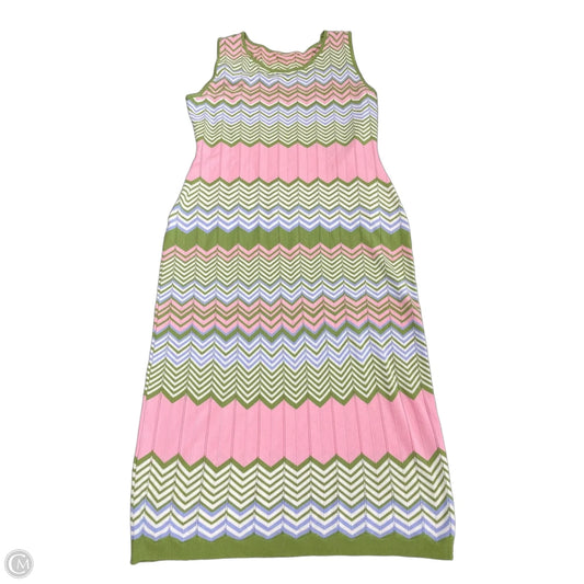 Dress Casual Midi By Cmf In Green & Pink, Size: Xxl