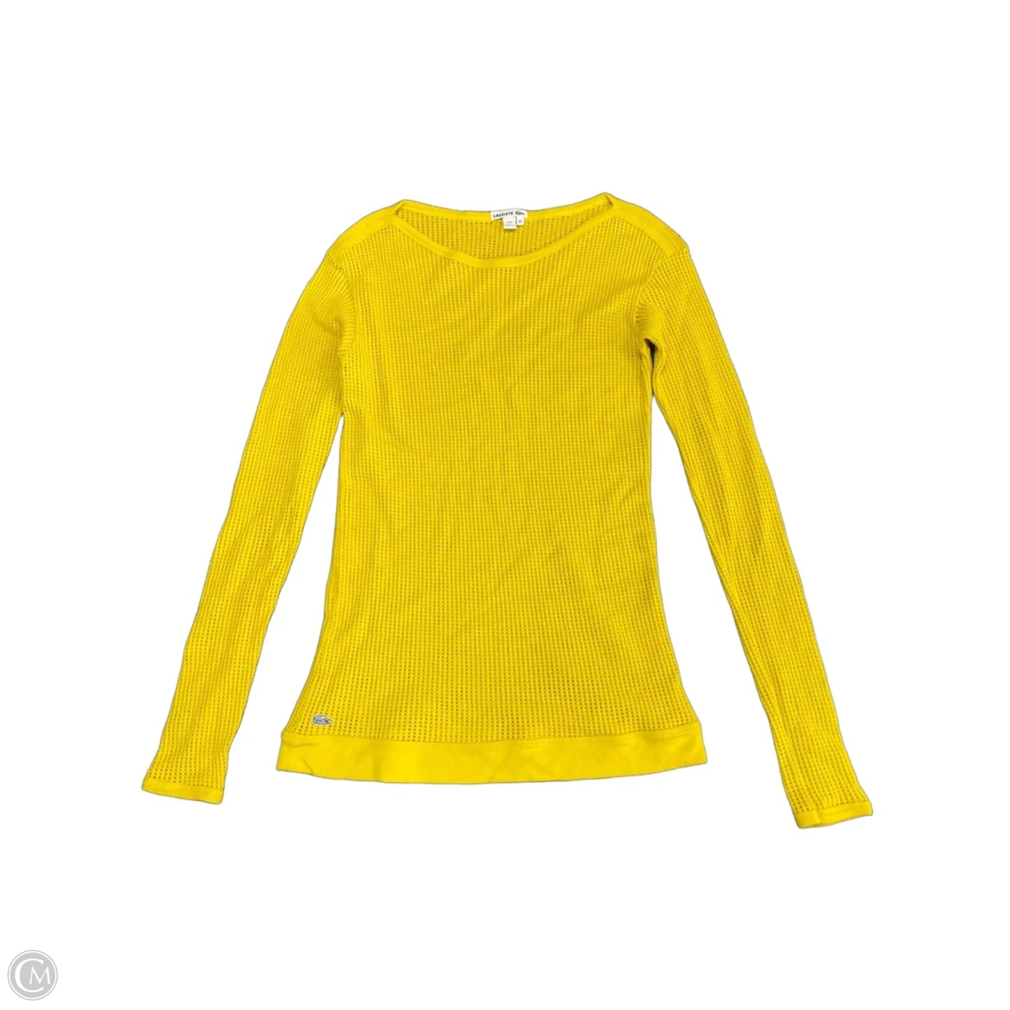 Top Long Sleeve By Lacoste In Yellow, Size: S