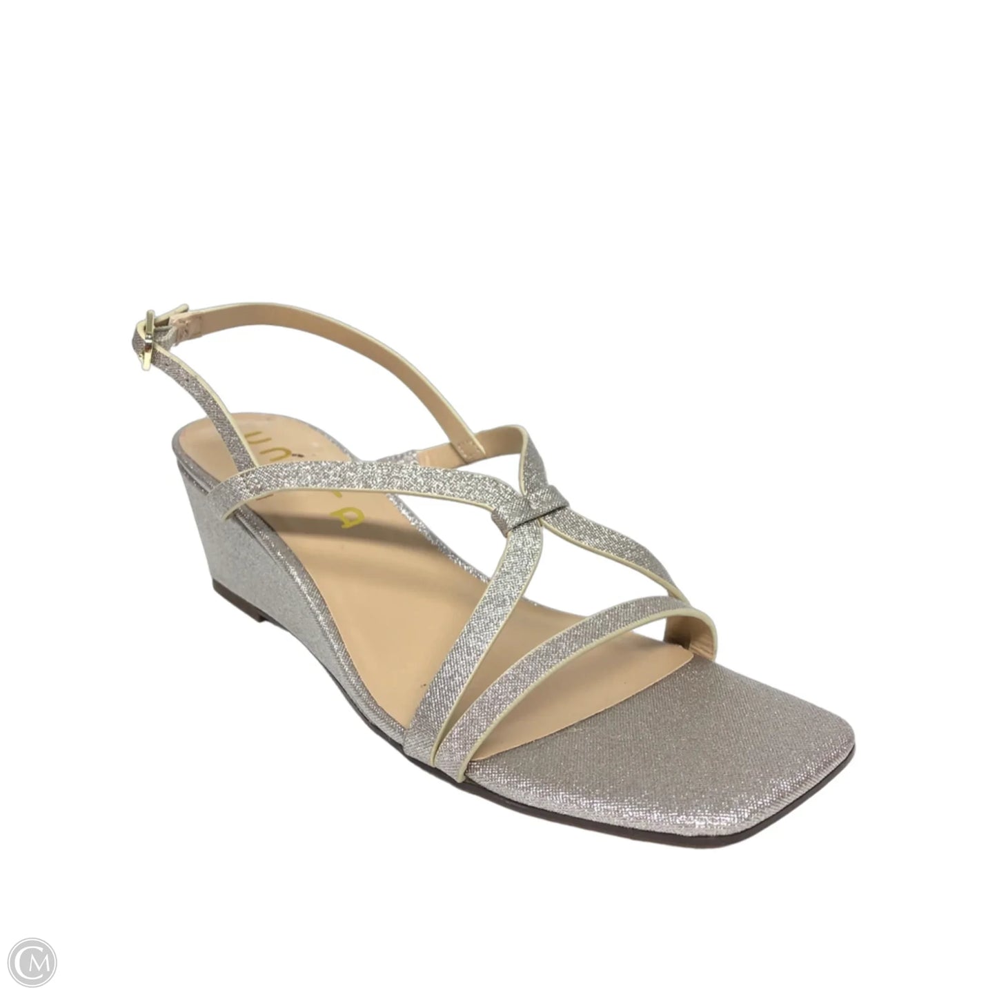 Sandals Heels Wedge By Unisa In Silver, Size: 7.5