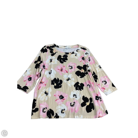 Top 3/4 Sleeve Basic By Chicos In Floral Print, Size: Xxl