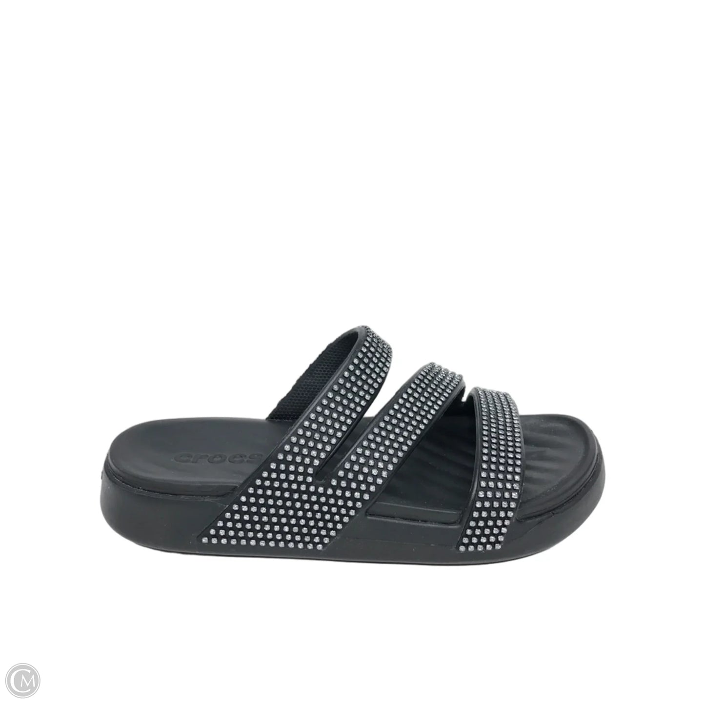 Sandals Heels Wedge By Crocs In Black, Size: 8