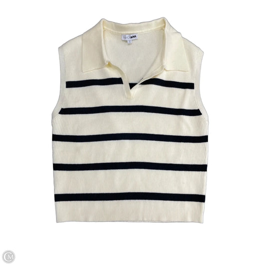 Vest Sweater By Fashion Nova In Blue & Cream, Size: M