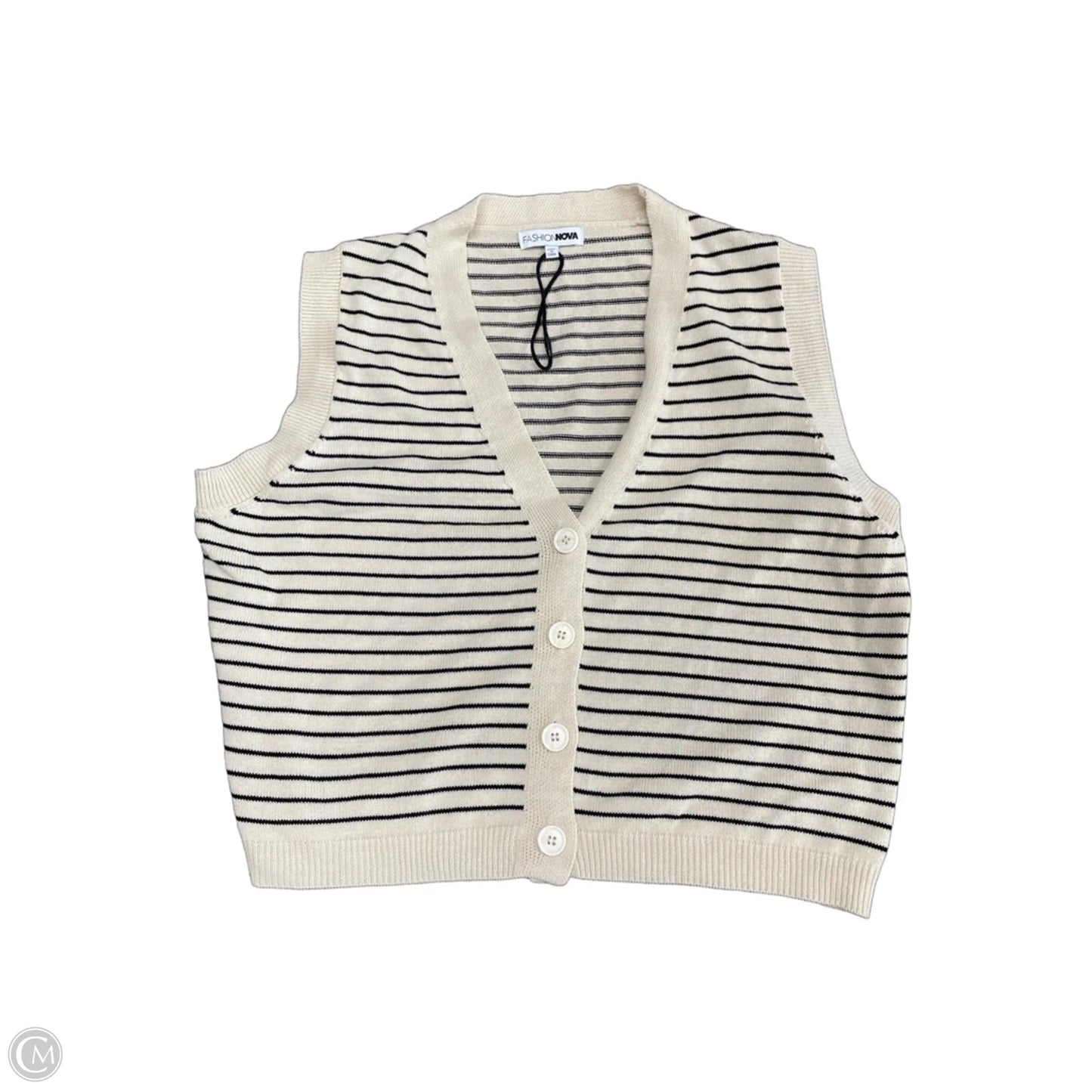 Vest Sweater By Fashion Nova In Black & Tan, Size: L
