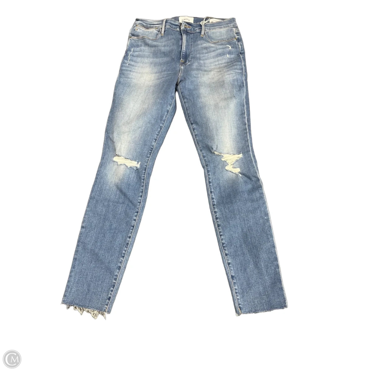Jeans Skinny By Frame In Blue Denim, Size: 10