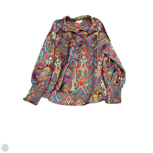 Blouse Long Sleeve By Entro In Multi-colored, Size: M