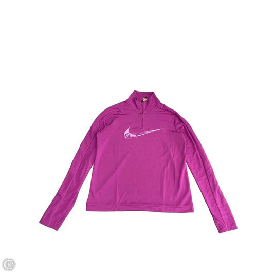 Athletic Top Long Sleeve Collar By Nike In Purple, Size: M
