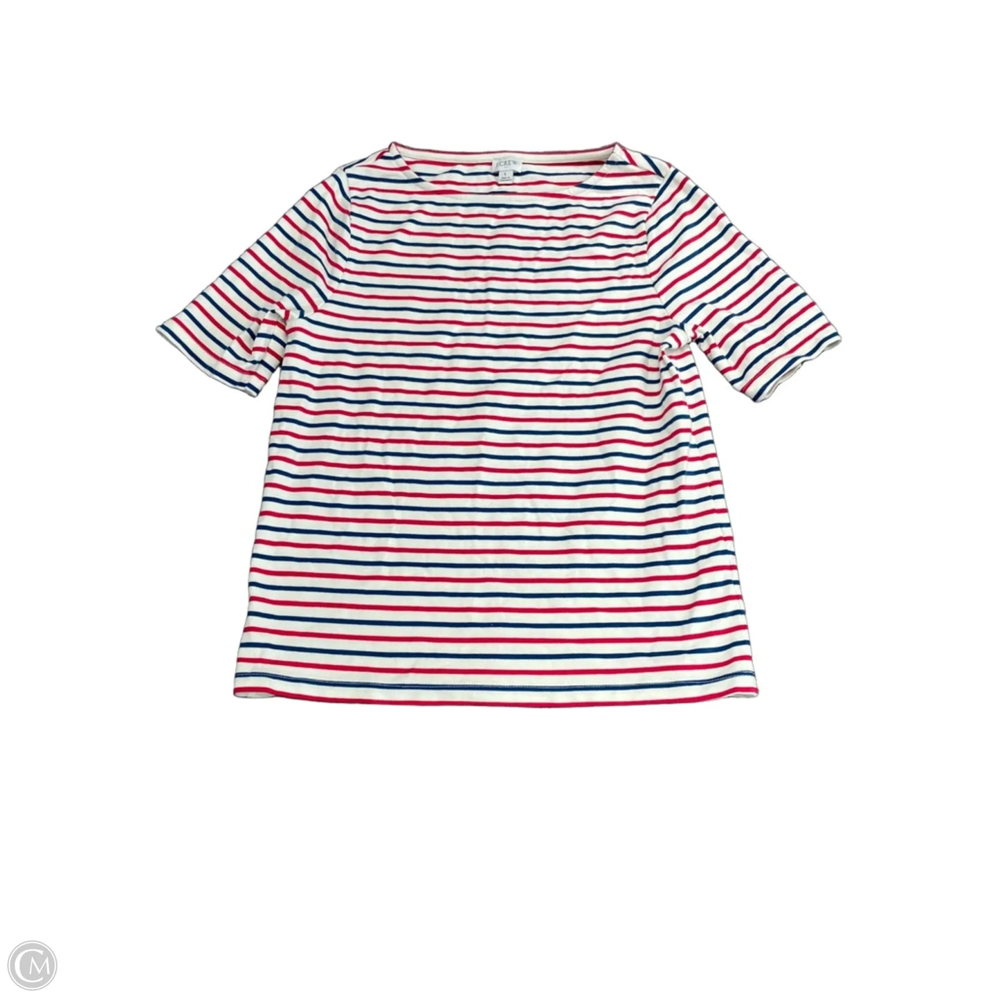 Top Short Sleeve Basic By J. Crew In Blue & Red & White, Size: L