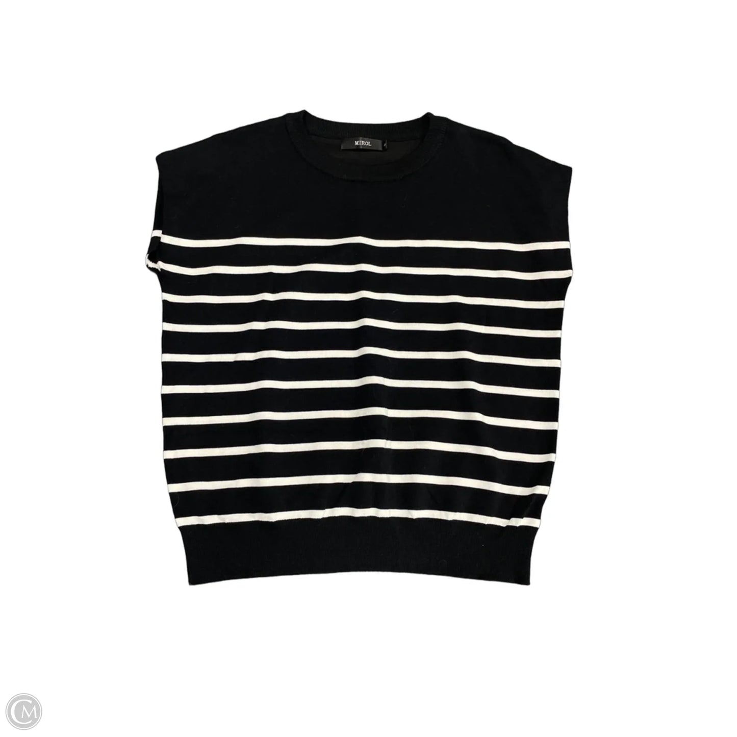 Top Short Sleeve By Clothes Mentor In Black & White, Size: L