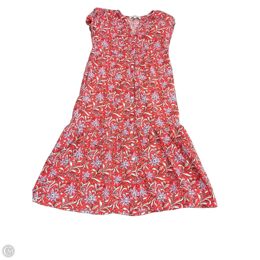 Dress Casual Midi By Loft In Pink & Red, Size: Xs