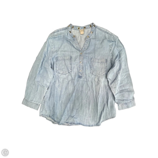 Top Long Sleeve By Chicos In Blue, Size: Xxl