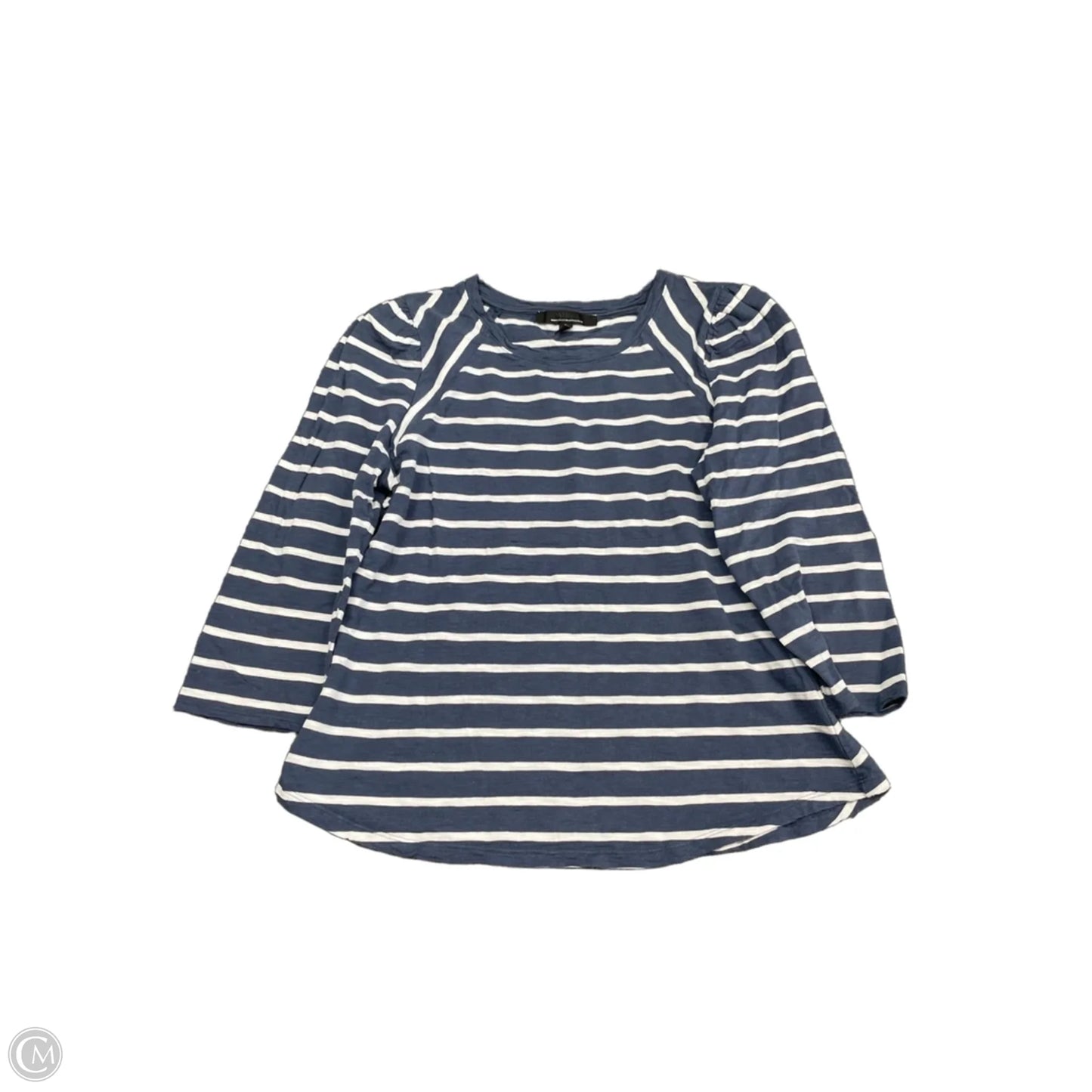 Top 3/4 Sleeve By White House Black Market In Blue & White, Size: L