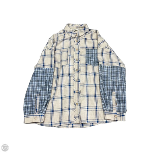 Tunic Long Sleeve By Listicle In Blue & Tan, Size: L