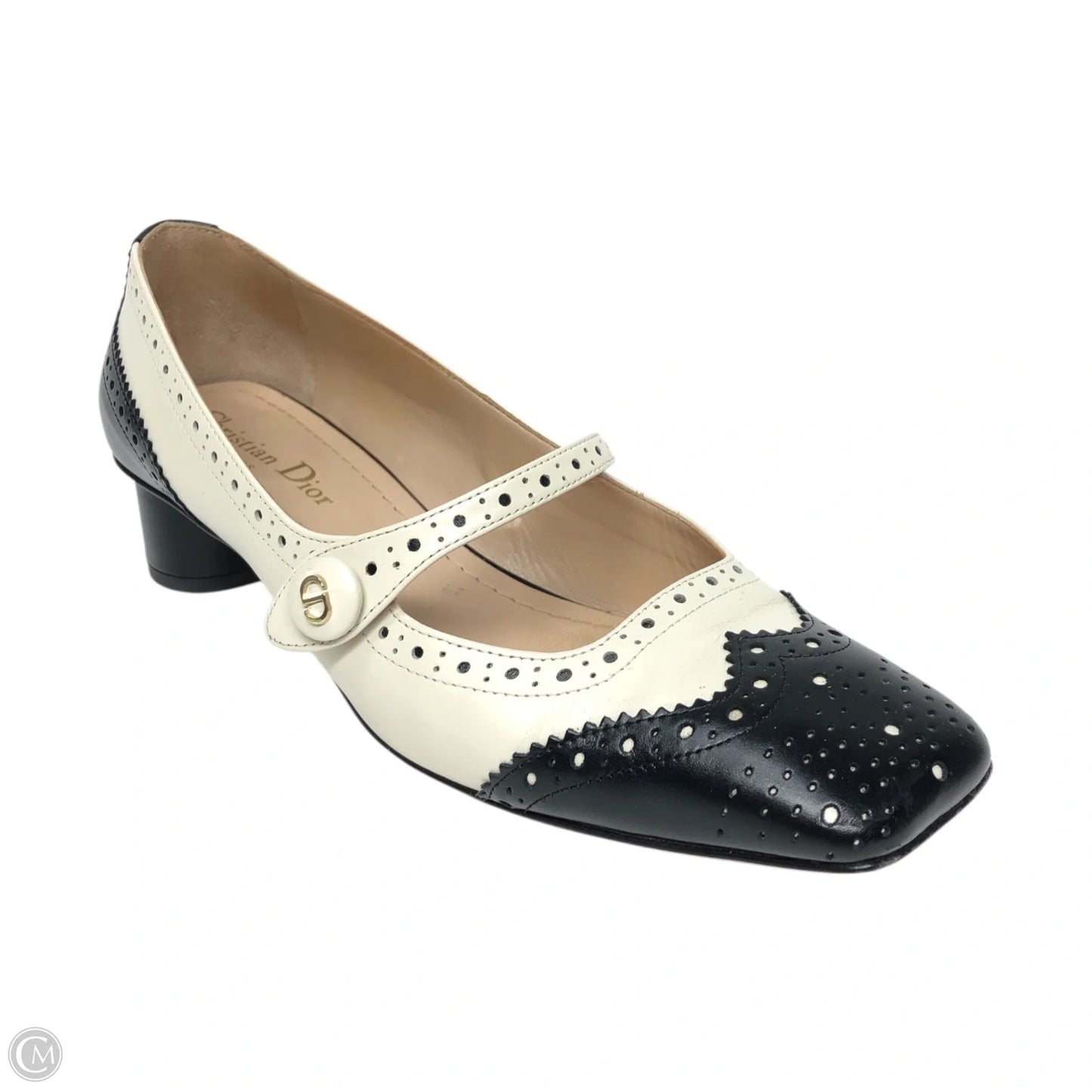 Shoes Luxury Designer By Dior In Black & Cream, Size: 6.5
