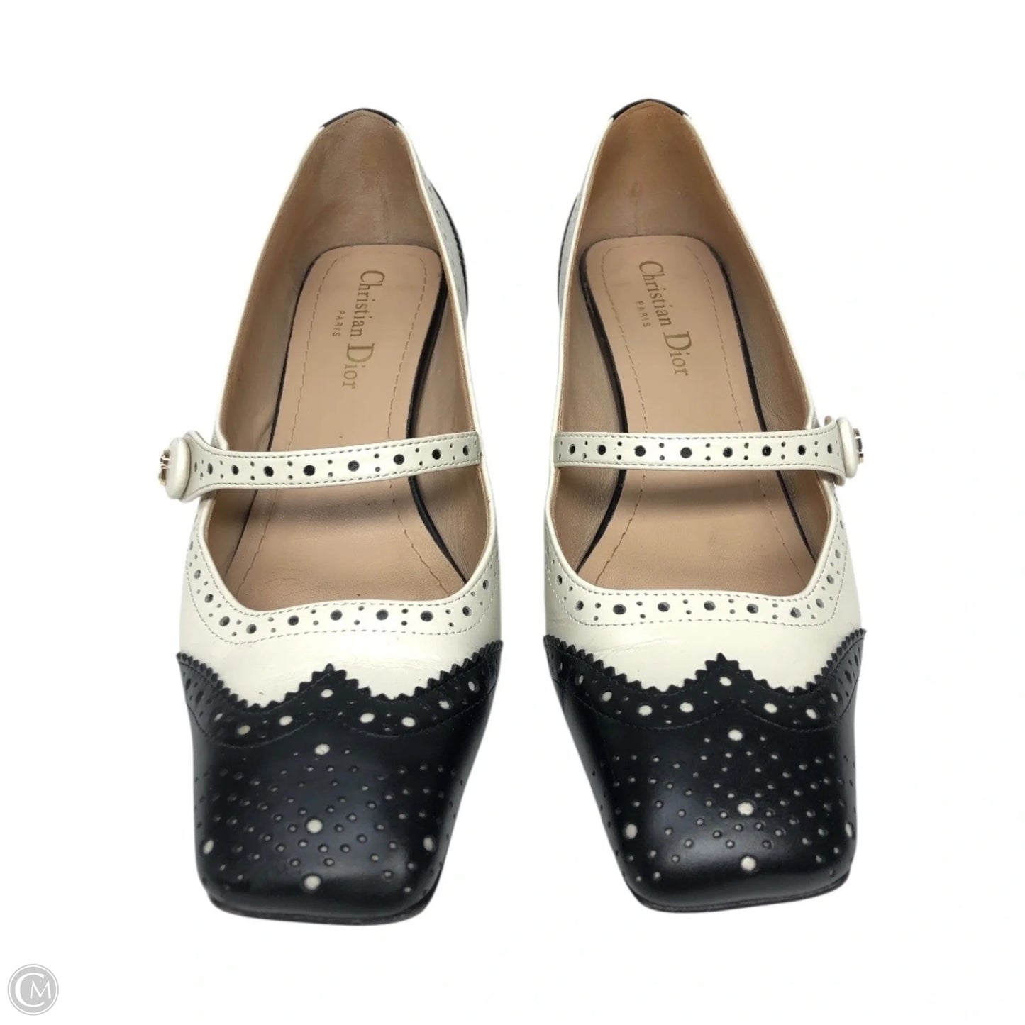 Shoes Luxury Designer By Dior In Black & Cream, Size: 6.5