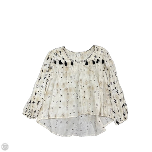 Top Long Sleeve By Rachel Zoe In Black & Cream, Size: L