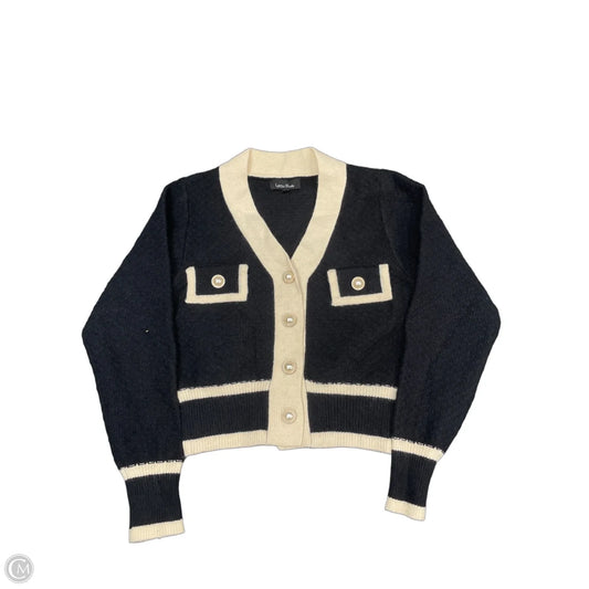Sweater Cardigan By Lea & Viola In Black & Cream, Size: Xs