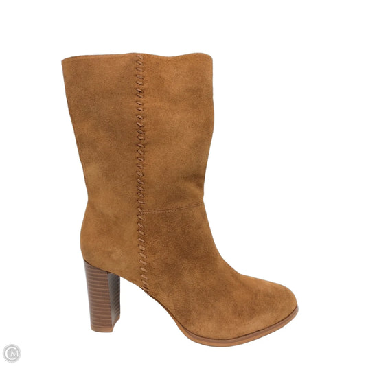 Boots Ankle Heels By Clarks In Brown, Size: 9.5