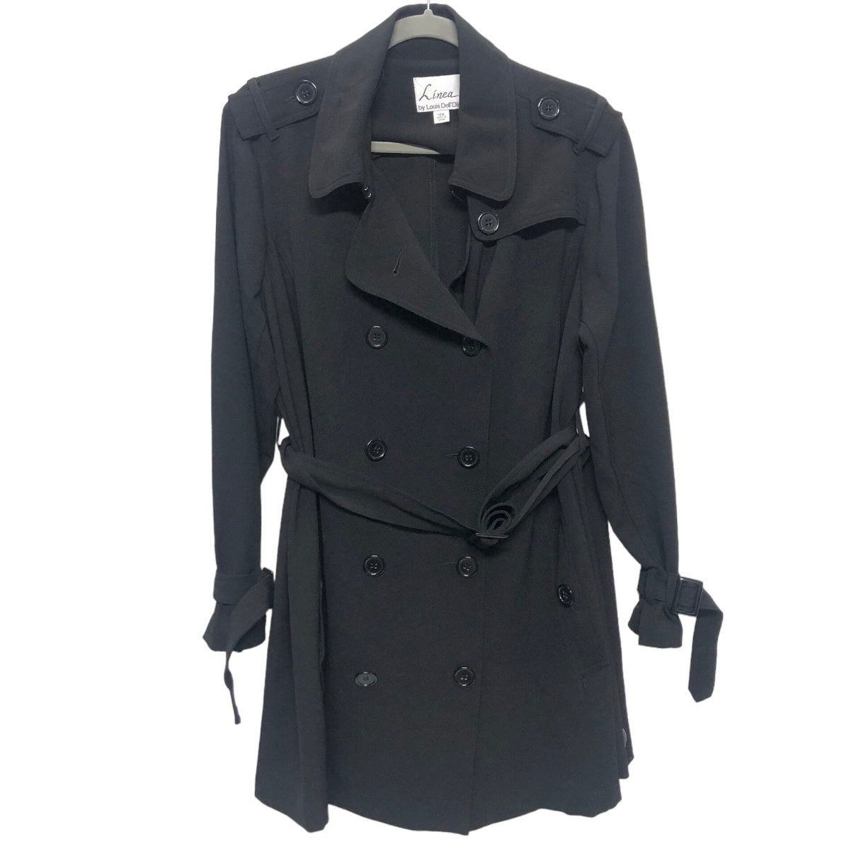 Black Coat Peacoat Linea By Louis Dellolio, Size 18