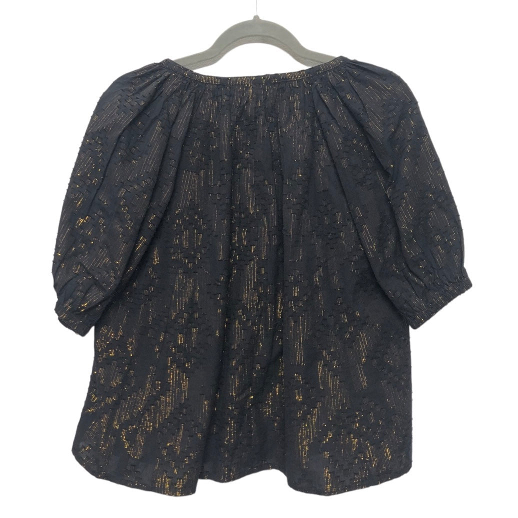 Black & Gold Blouse Short Sleeve Cmc, Size S