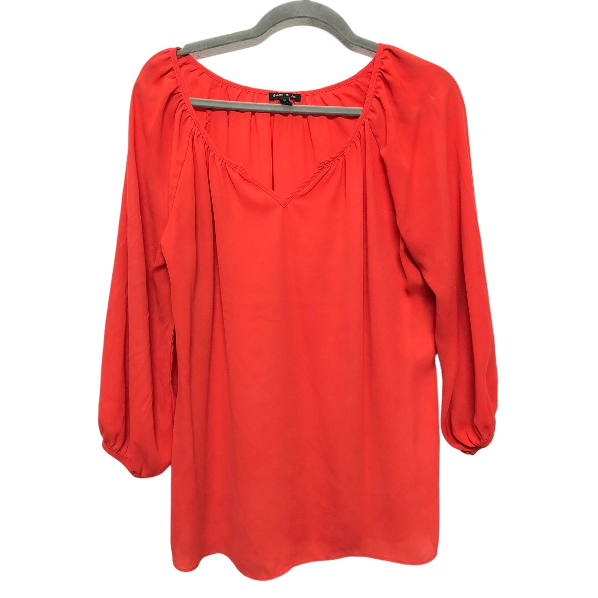 Red Blouse 3/4 Sleeve Sami & Jo, Size M