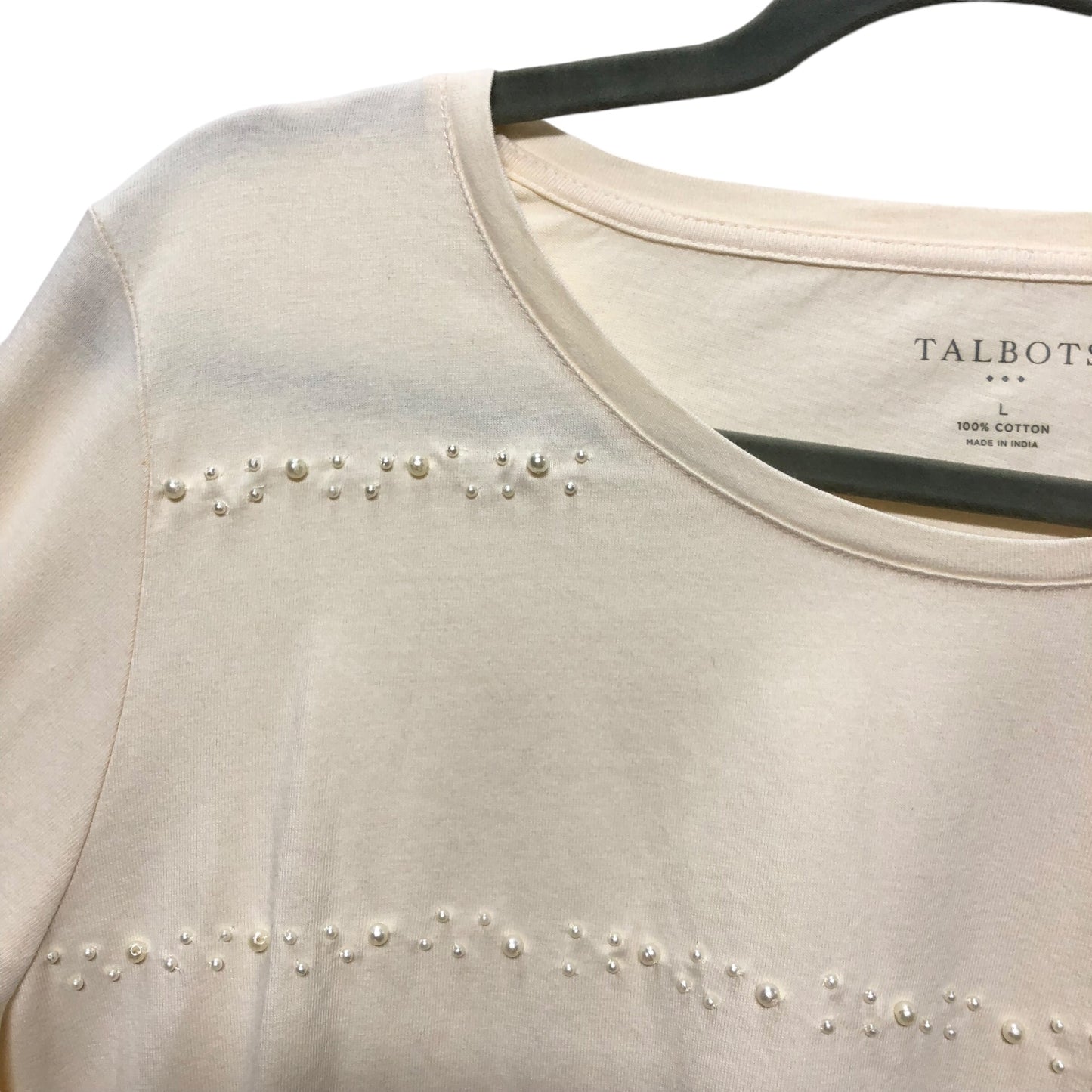 Top Long Sleeve Basic By Talbots In Beige, Size: L