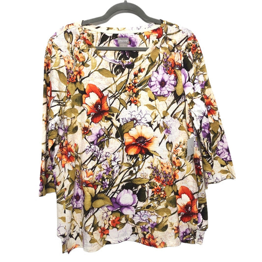 Floral Print Top Long Sleeve Chicos, Size L