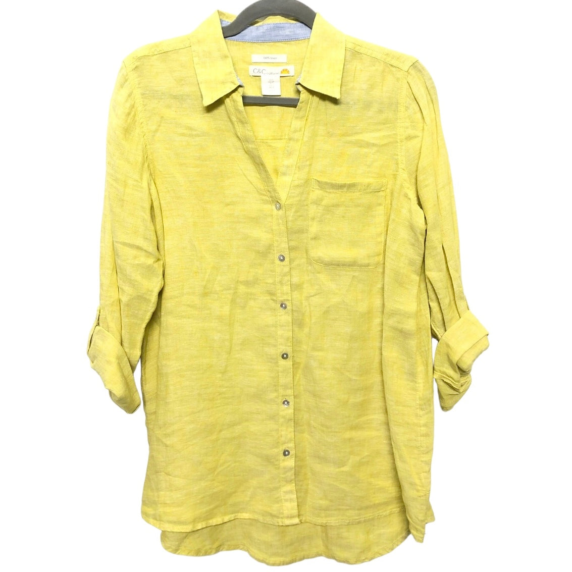 Yellow Top Long Sleeve C And C, Size S