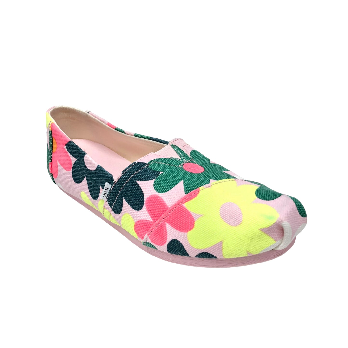 Floral Print Shoes Flats Toms, Size 6.5