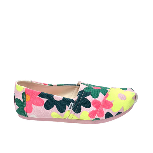 Floral Print Shoes Flats Toms, Size 6.5