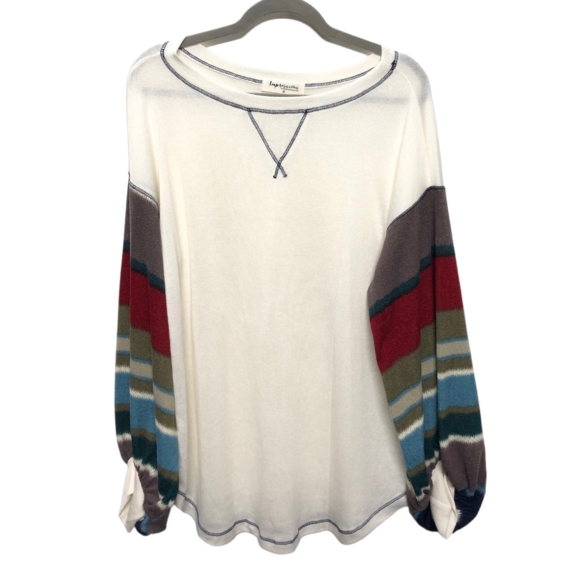 Top Long Sleeve By Impressions In Multi-colored, Size: M