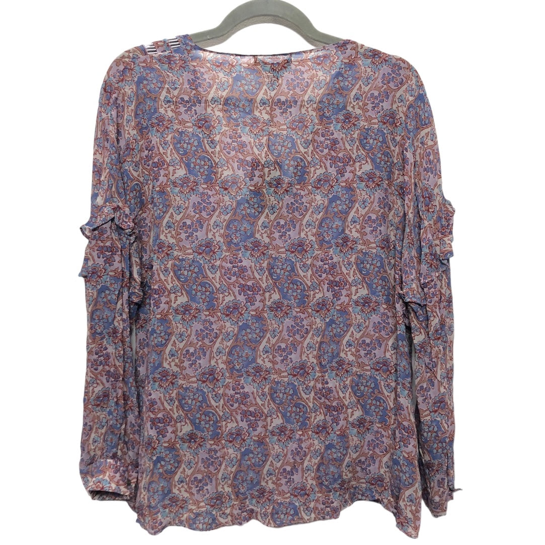 Blouse Long Sleeve By Frye In Blue & Purple, Size: M