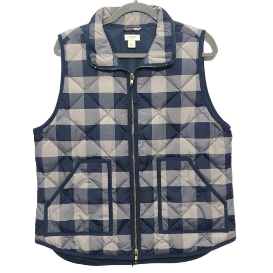 Vest Puffer & Quilted By J. Crew In Blue & Tan, Size: L