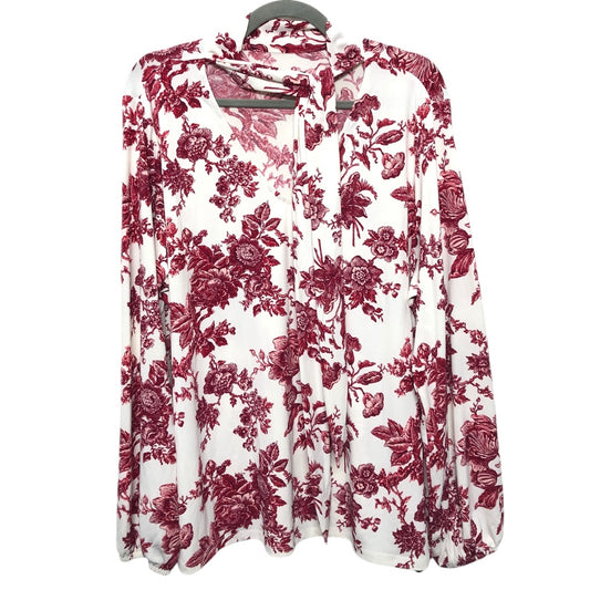 Top Long Sleeve Designer By Jason Wu In Red & White, Size: 1x