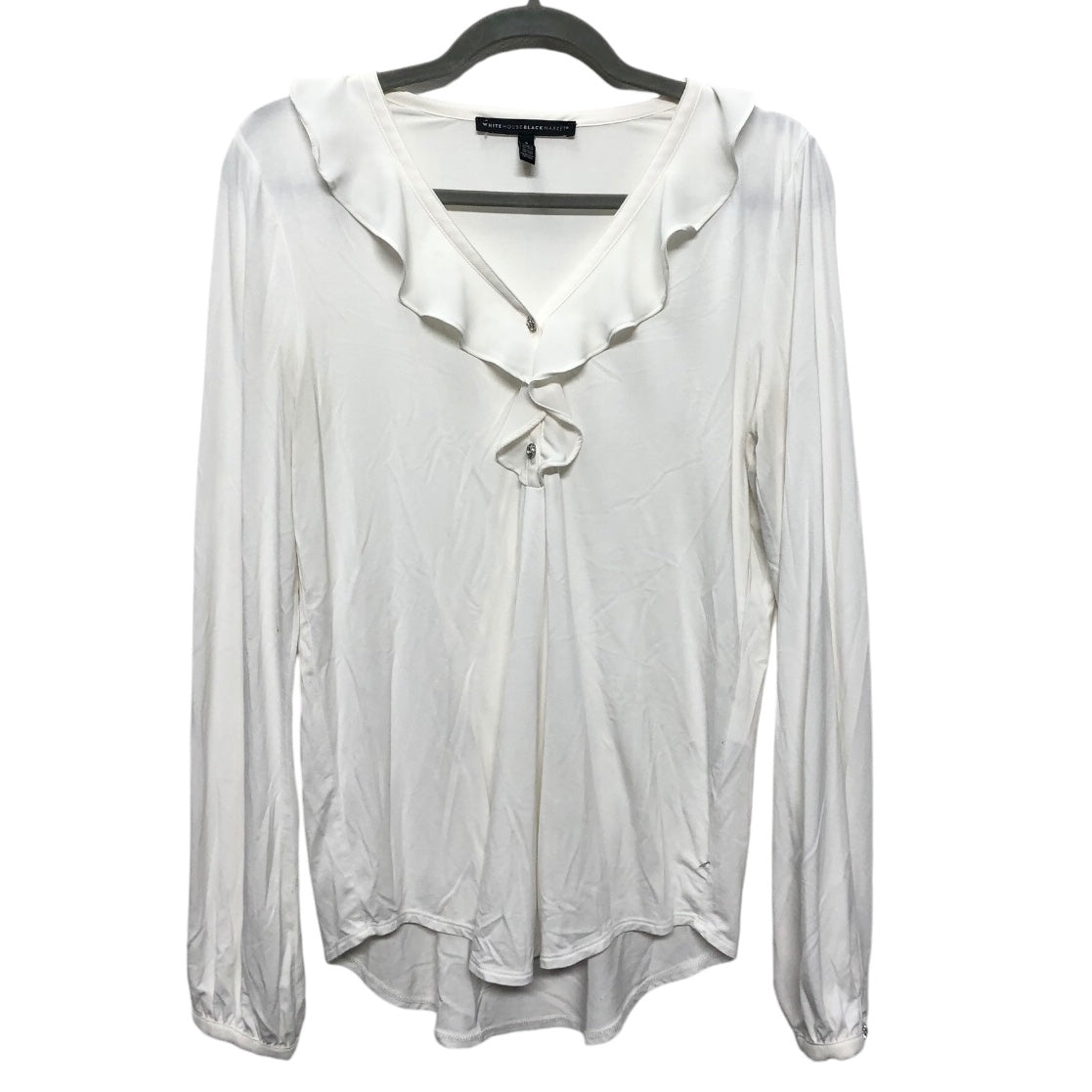 Top Long Sleeve By White House Black Market In Ivory, Size: S