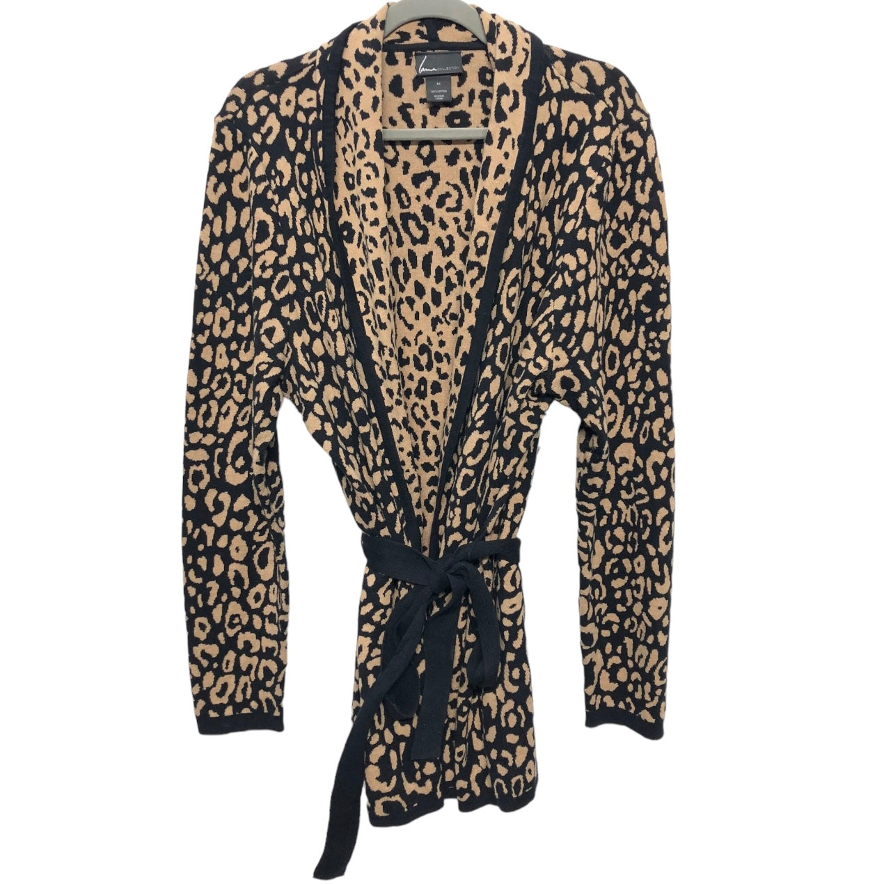 Sweater Cardigan By Lane Bryant In Leopard Print, Size: 1x