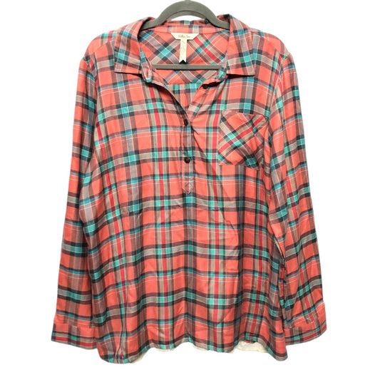 Top Long Sleeve By Matilda Jane In Plaid Pattern, Size: Xl