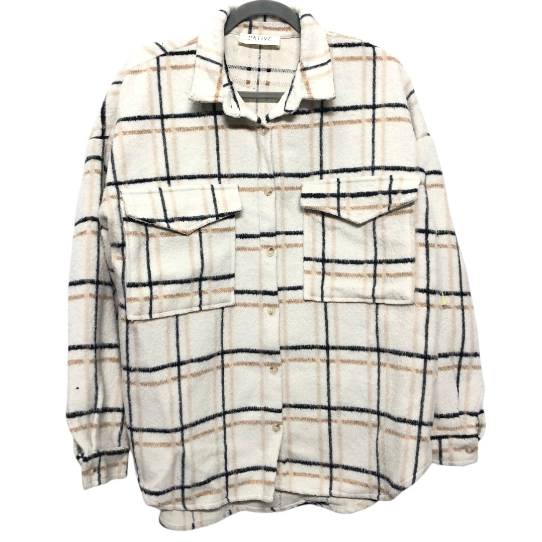 Jacket Shirt By Clothes Mentor In Beige, Size: L