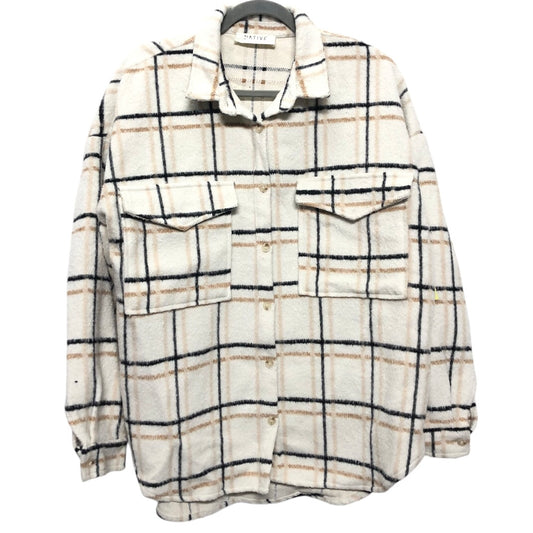 Jacket Shirt By Clothes Mentor In Beige, Size: L