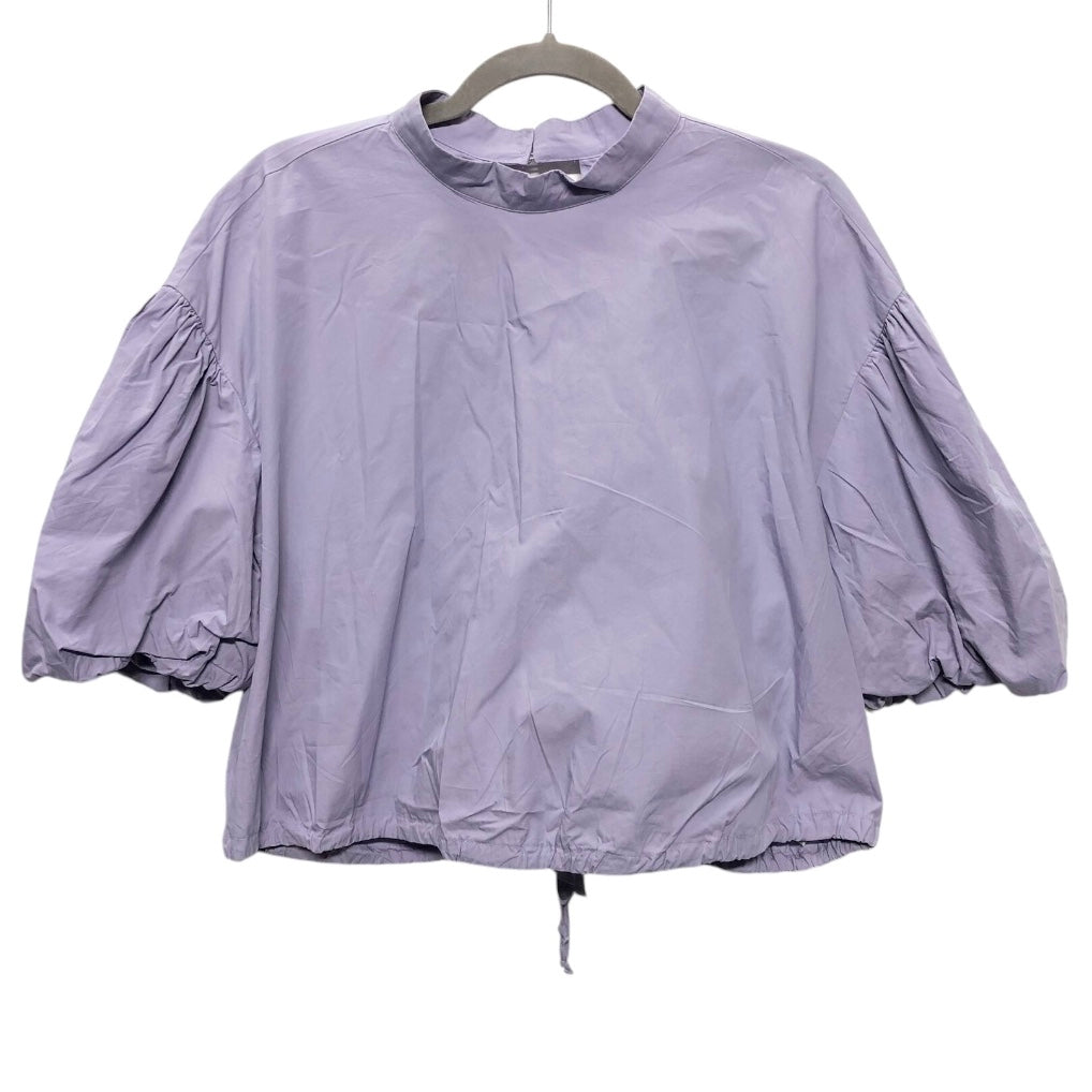 Blouse Short Sleeve By Anthropologie In Purple, Size: L