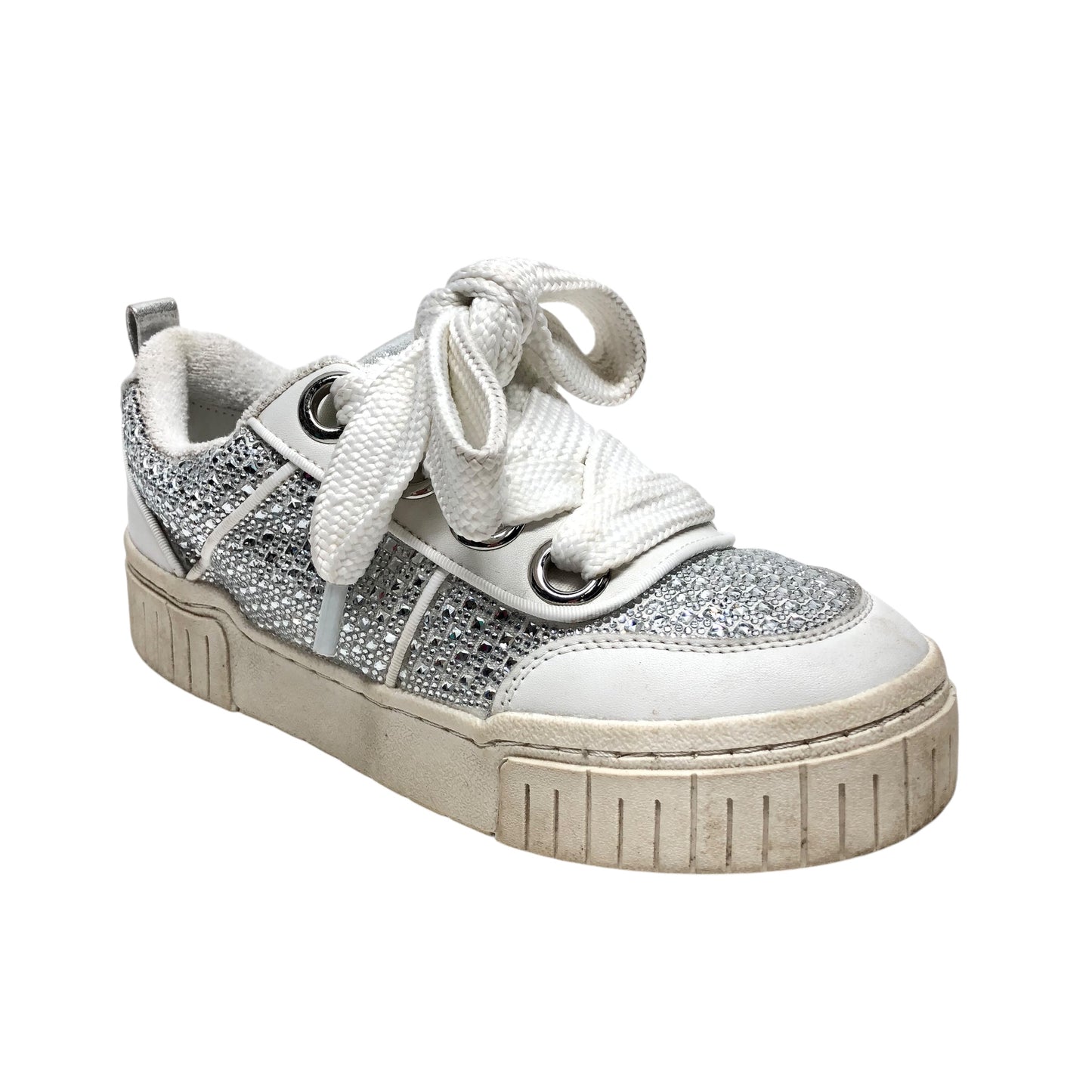 Shoes Sneakers Platform By Gianni Bini In Silver & White, Size: 10