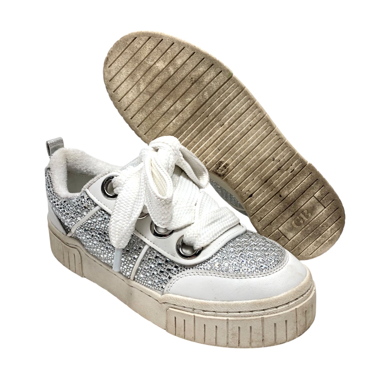 Shoes Sneakers Platform By Gianni Bini In Silver & White, Size: 10