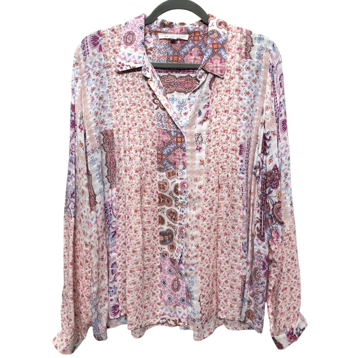 Top Long Sleeve By Jane And Delancey In Blue & Pink, Size: L