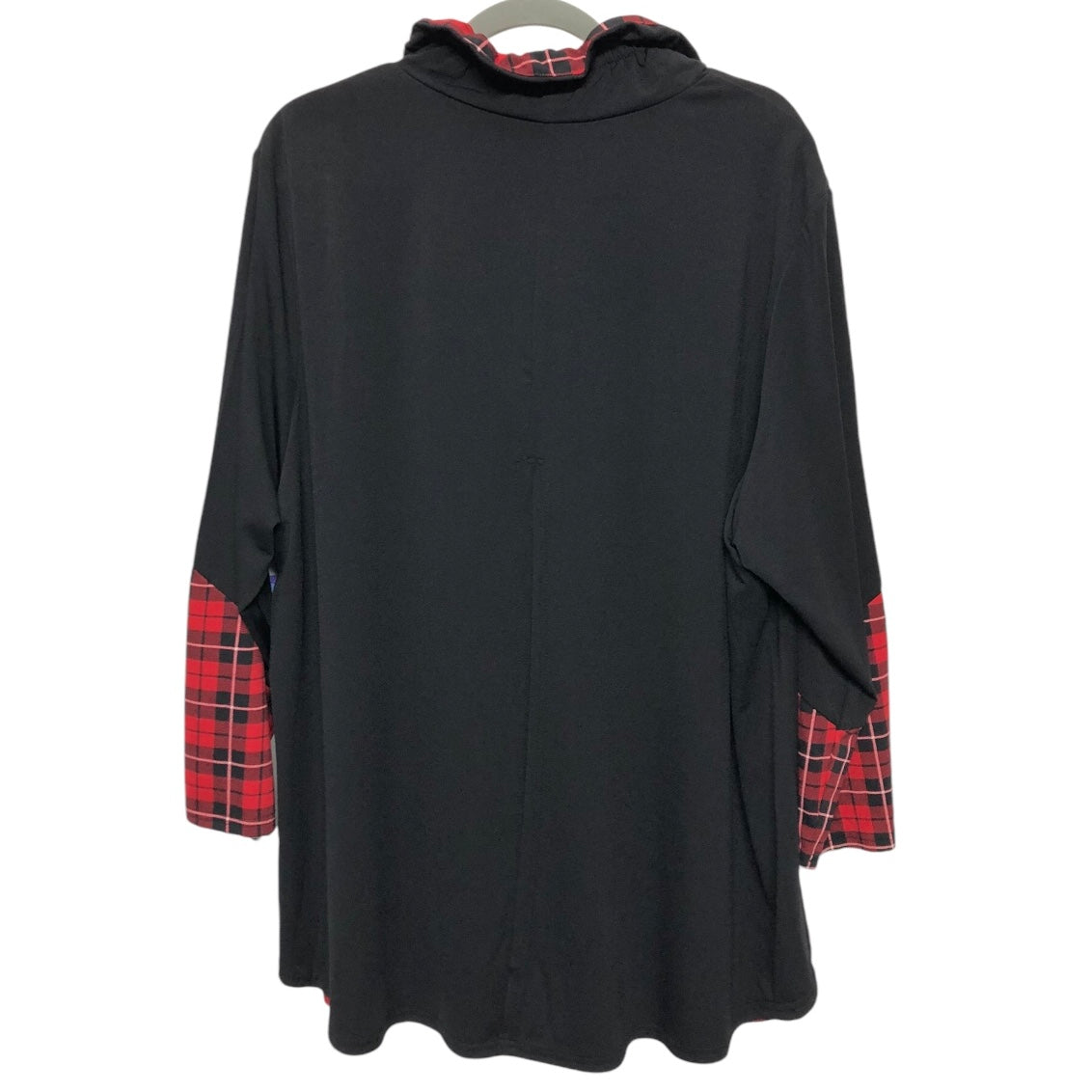 Tunic Long Sleeve By Calessa In Black & Red, Size: 2x