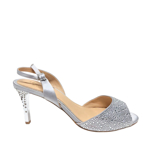 Sandals Heels Kitten By Jewell In Silver, Size: 9