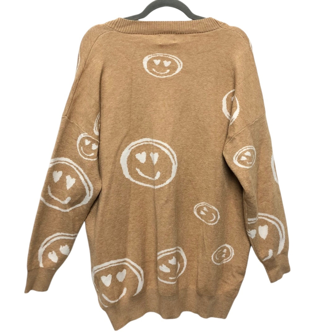 Sweater Cardigan By Dreamers In Tan, Size: L