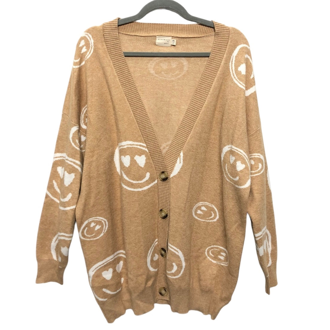 Sweater Cardigan By Dreamers In Tan, Size: L