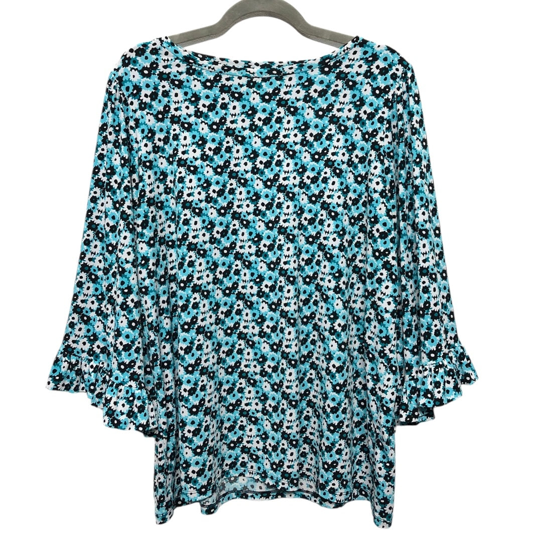 Blouse 3/4 Sleeve By Michael By Michael Kors In Black & Blue, Size: 1x