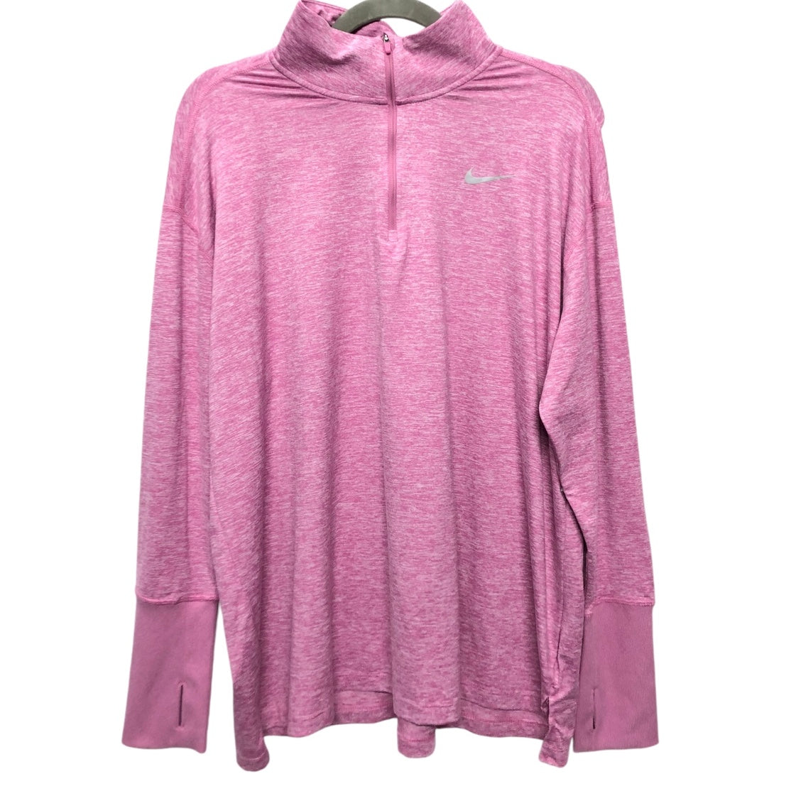 Athletic Top Long Sleeve Collar By Nike In Pink, Size: 1x